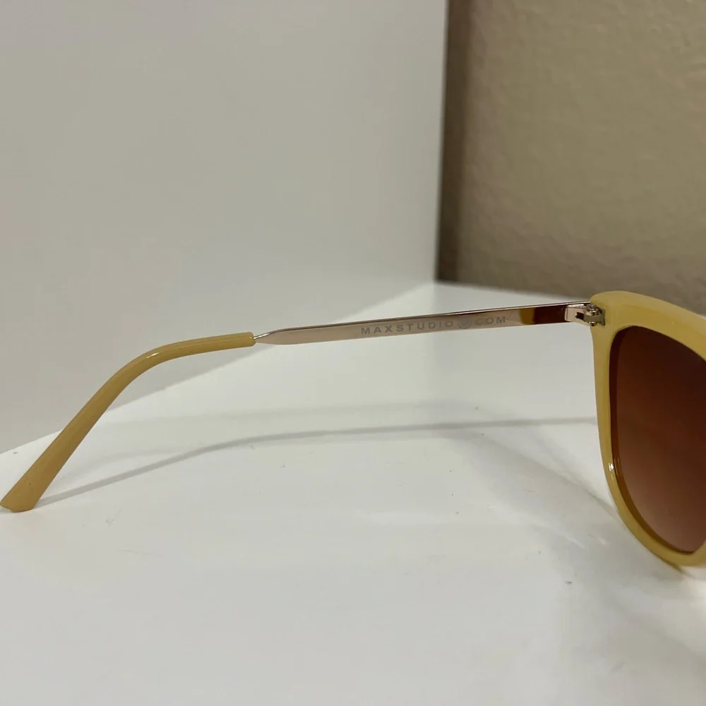 Max Studio Butter Yellow Cat Eye Sunglasses SP20268 - Picture 4 of 5
